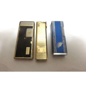 Vintage Colibri  2 Gold Tone &  1 Blue & silver Butane Lighter Lot of 3
